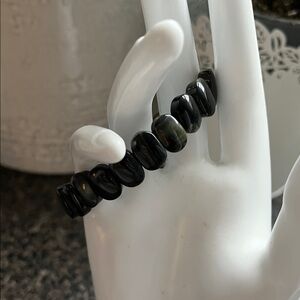 High‑Polish Hawkseye Bracelet • Rare Old Stock • Elastic Fit